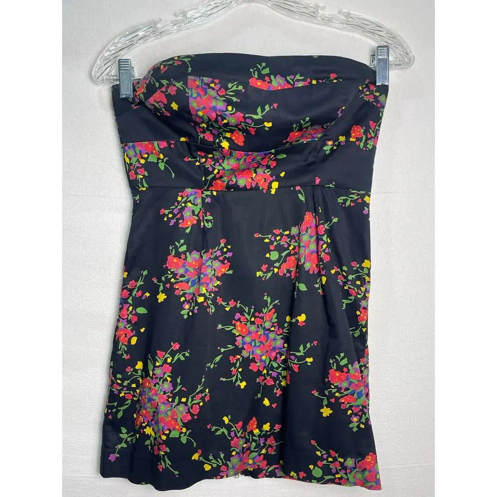Free People Poison Apple Strapless Floral Mini Dress Black Colorful Print Size 2 - Picture 4 of 10